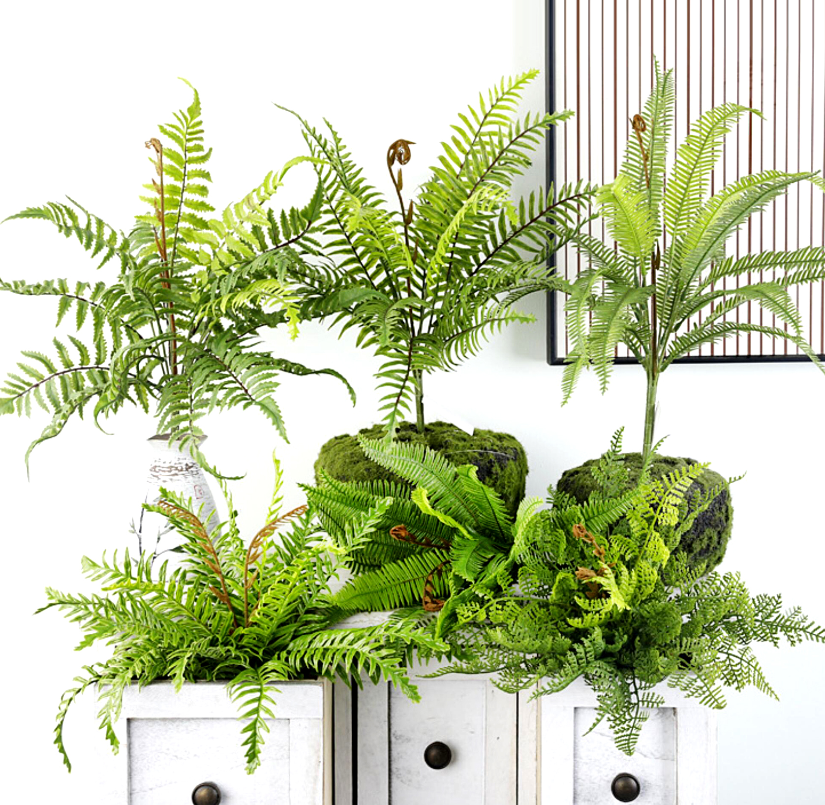 Interior Design Office - 48cm（19in）Artificial fern leaves Persian grass plant