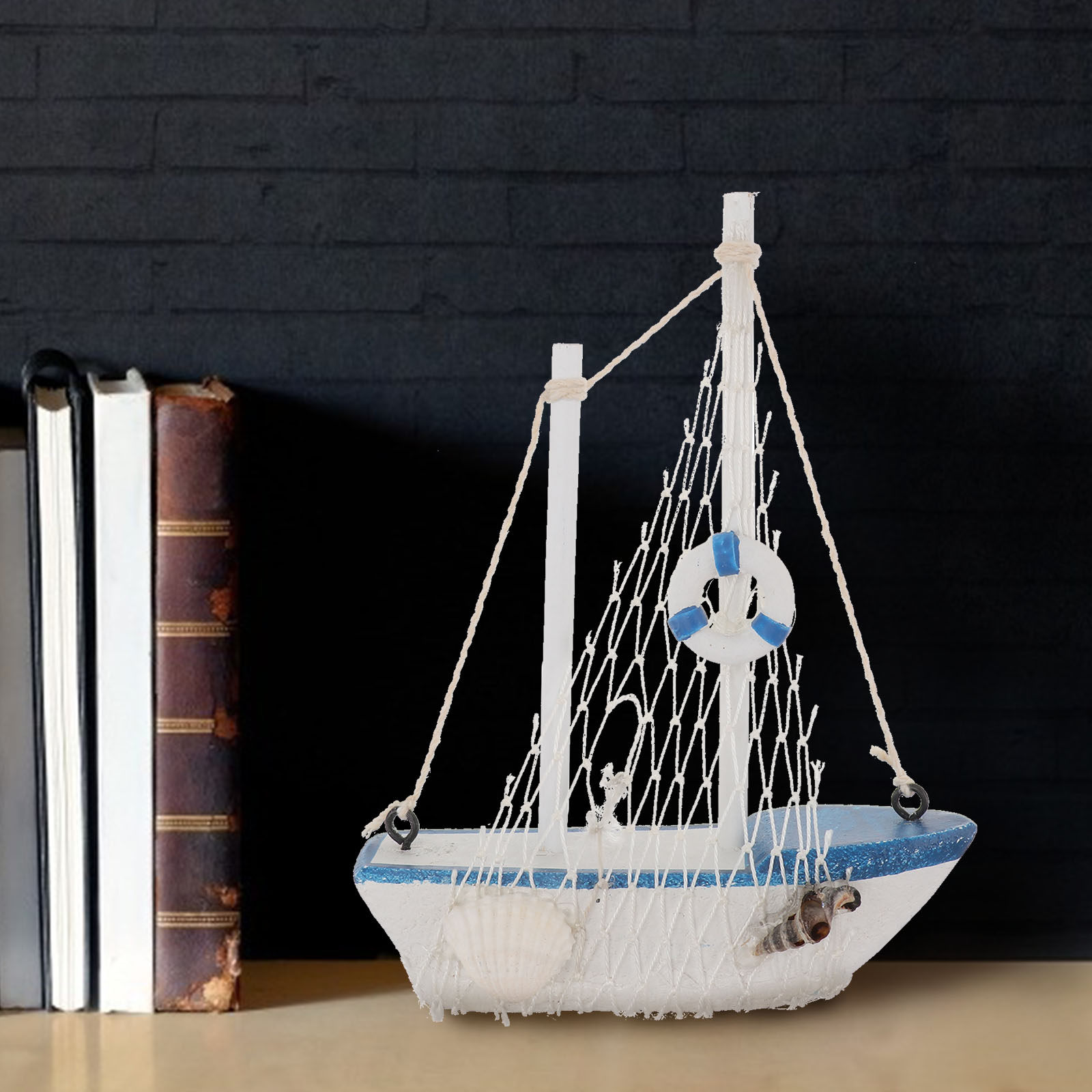 Interior Design Office - 4Pcs Wooden Mediterranean Sailboat Decoration Set