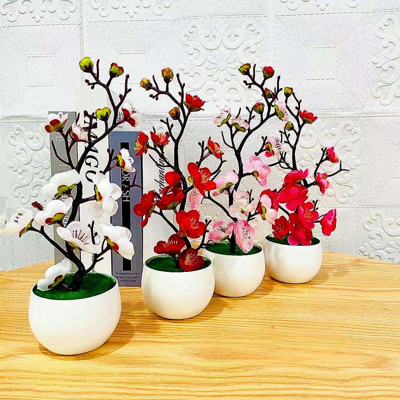 Interior Design Office - Simulation Plum Flower Pot Plant Artificial