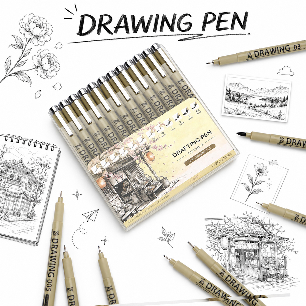 12 Size Fine Line Drawing Pens - Interior Design Sketch recensione e prezzo